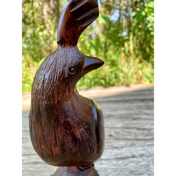 Vintage Heavy Carved Wood Quail Bird Sculpture - Picture 10 of 14